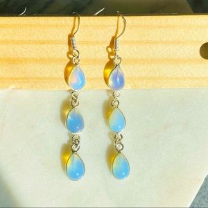 Opalite Earrings Sterling Silver Gemstone Crystal Dangle